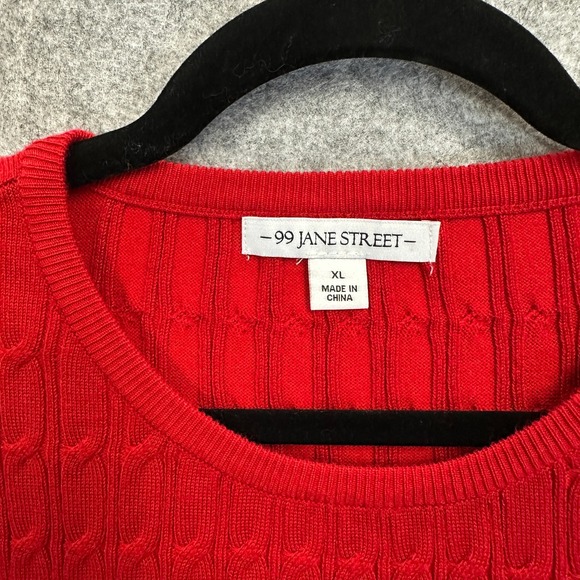 99 Jane Street Woman's Cable Knit Pullover Sweater Red Size XL - Picture 2 of 7